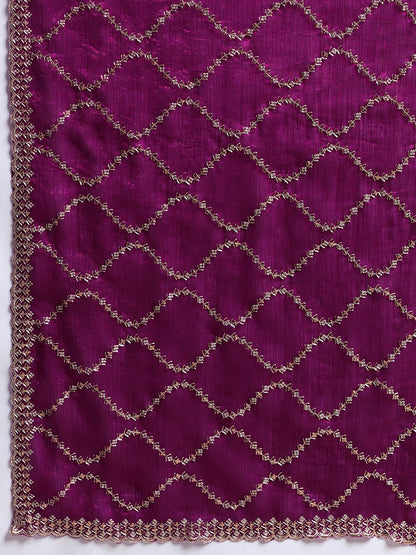 Dwija Fashion Wine Party Wear Embroidered Jimmy Choo Fandy Saree With Unstitched Blouse