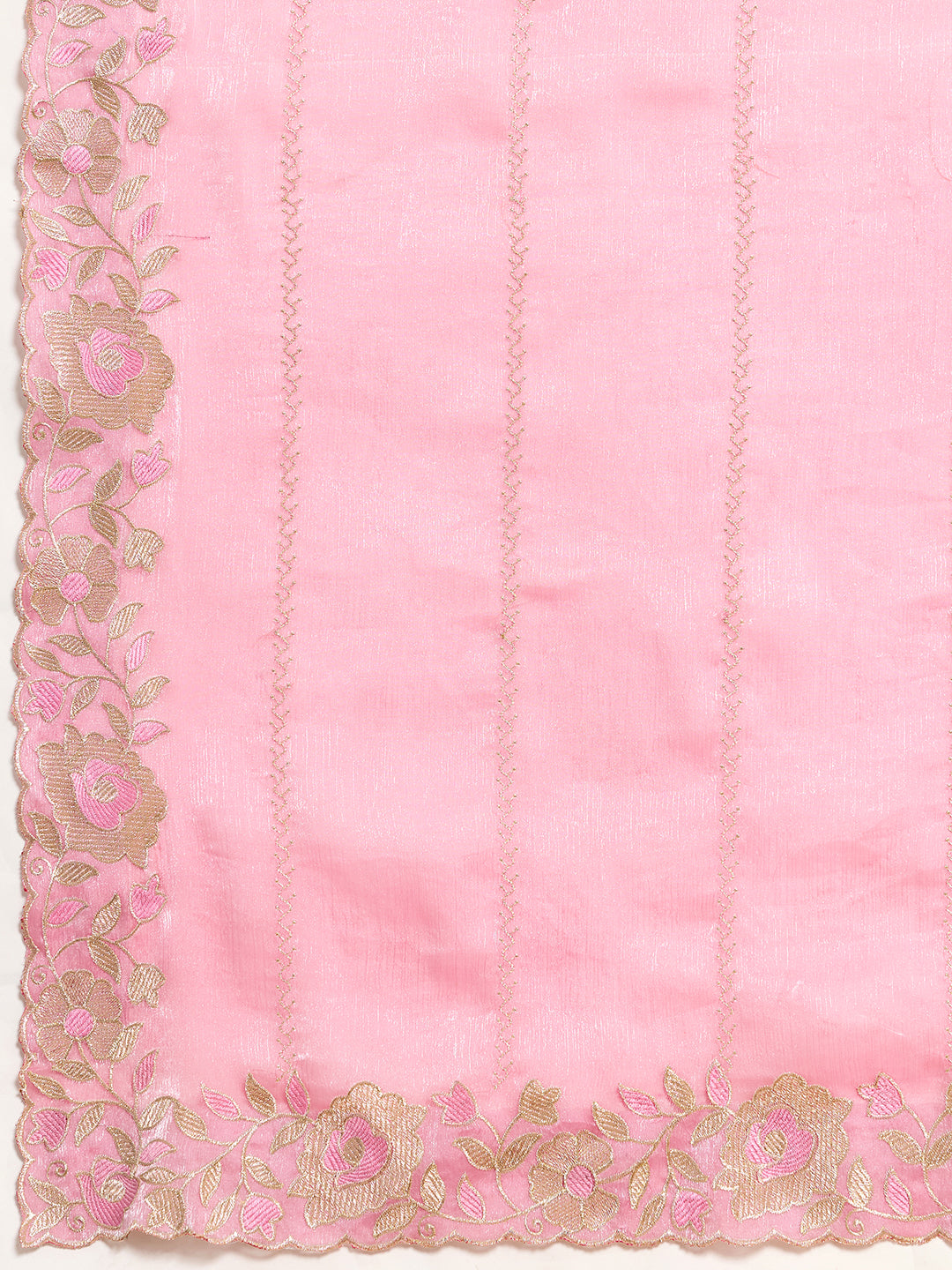 Dwija Fashion Baby Pink Party Wear Embroidered Jimmy Choo Organza Saree With Unstitched Blouse