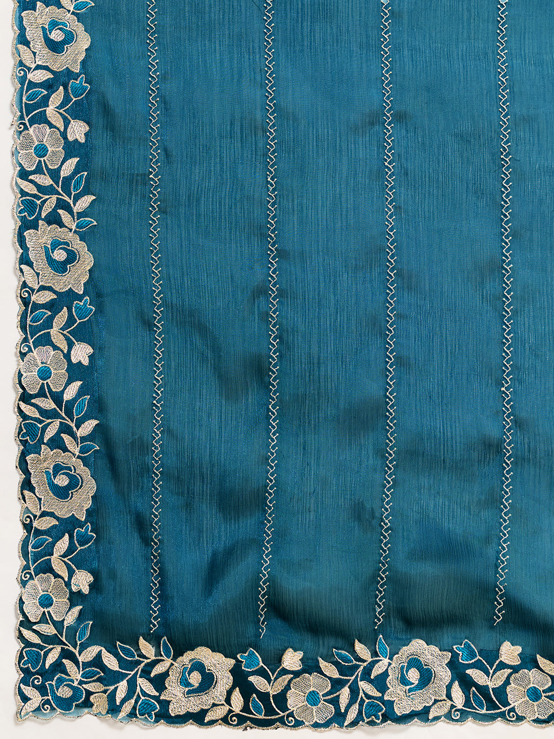 Dwija Fashion Rama Party Wear Embroidered Jimmy Choo Organza Saree With Unstitched Blouse