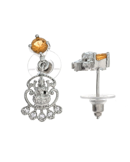 VOJ Silver Plated Ad Yellow Stone Temple Jewellery Set