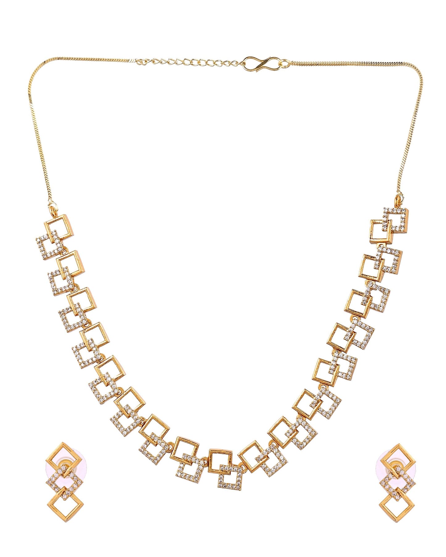 VOJ Gold Plated Geometric Shaped Ad Jewellery Set