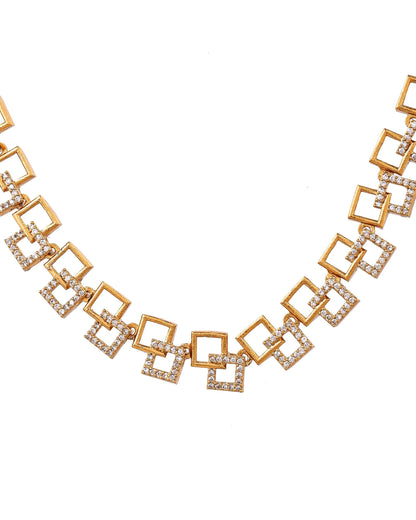 VOJ Gold Plated Geometric Shaped Ad Jewellery Set