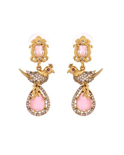 VOJ Gold Plated Bird Shaped Designer Ad Necklace Set