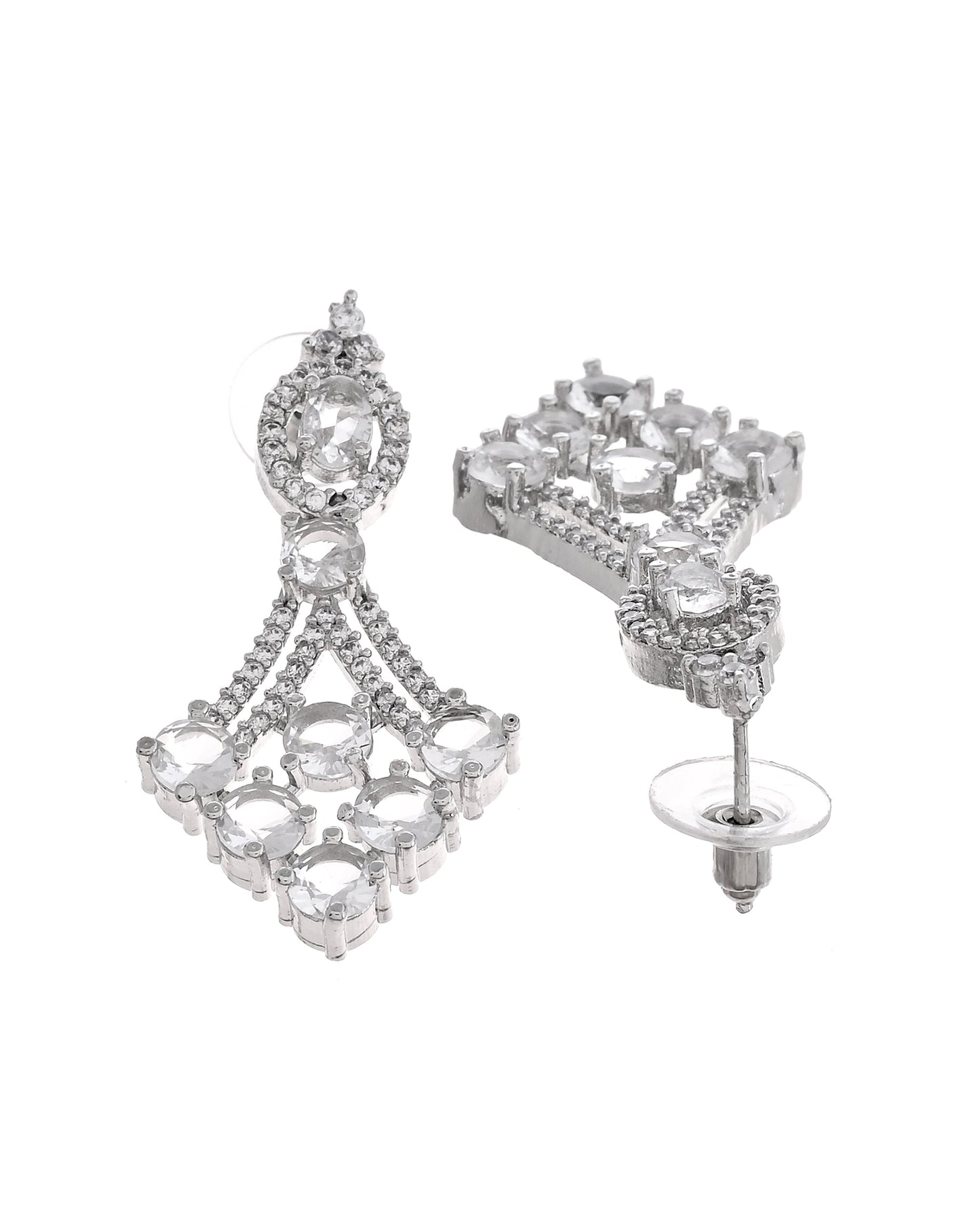 VOJ Silver Plated Ad Stone Studded Necklace Set