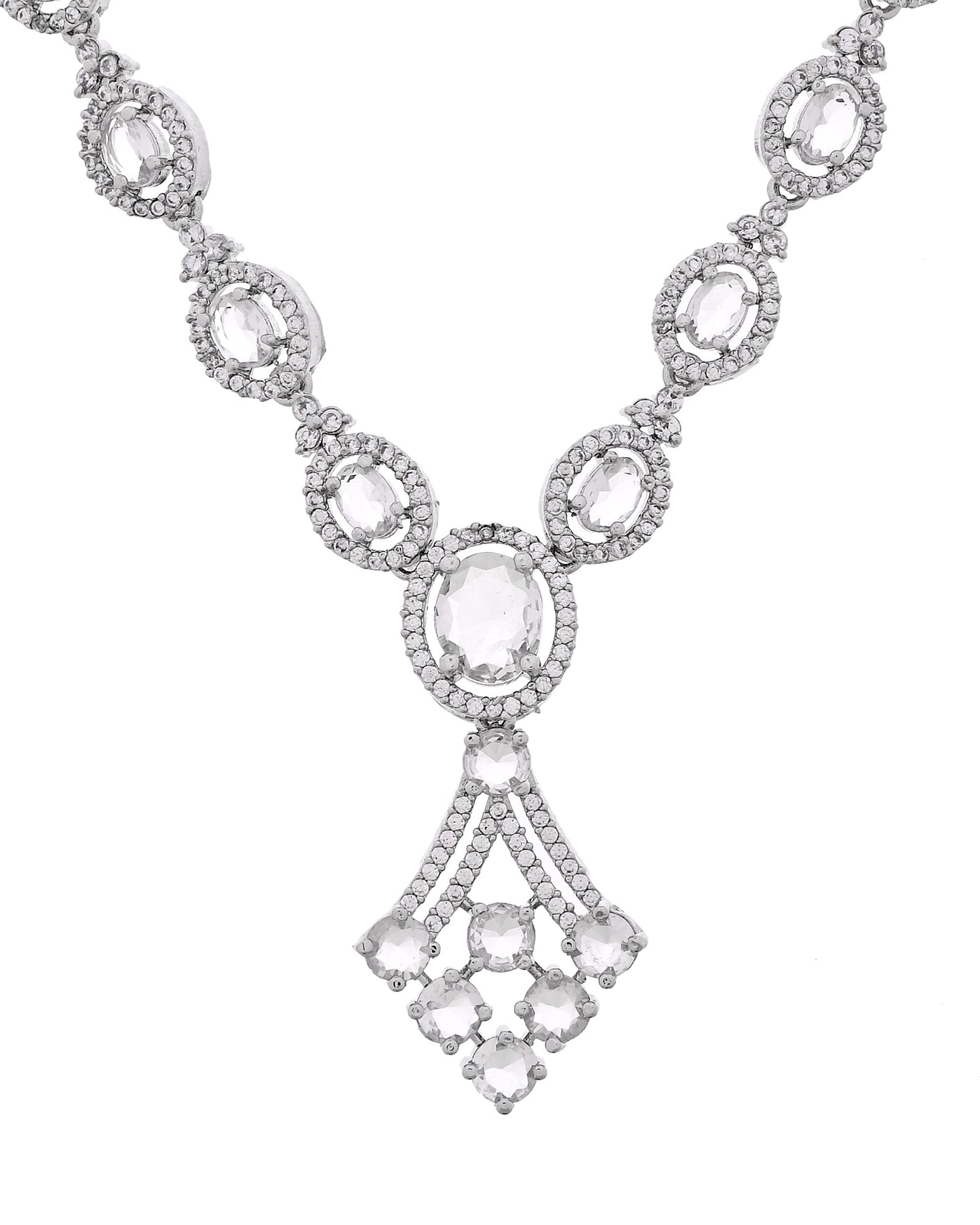 VOJ Silver Plated Ad Stone Studded Necklace Set