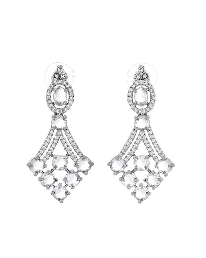 VOJ Silver Plated Ad Stone Studded Necklace Set