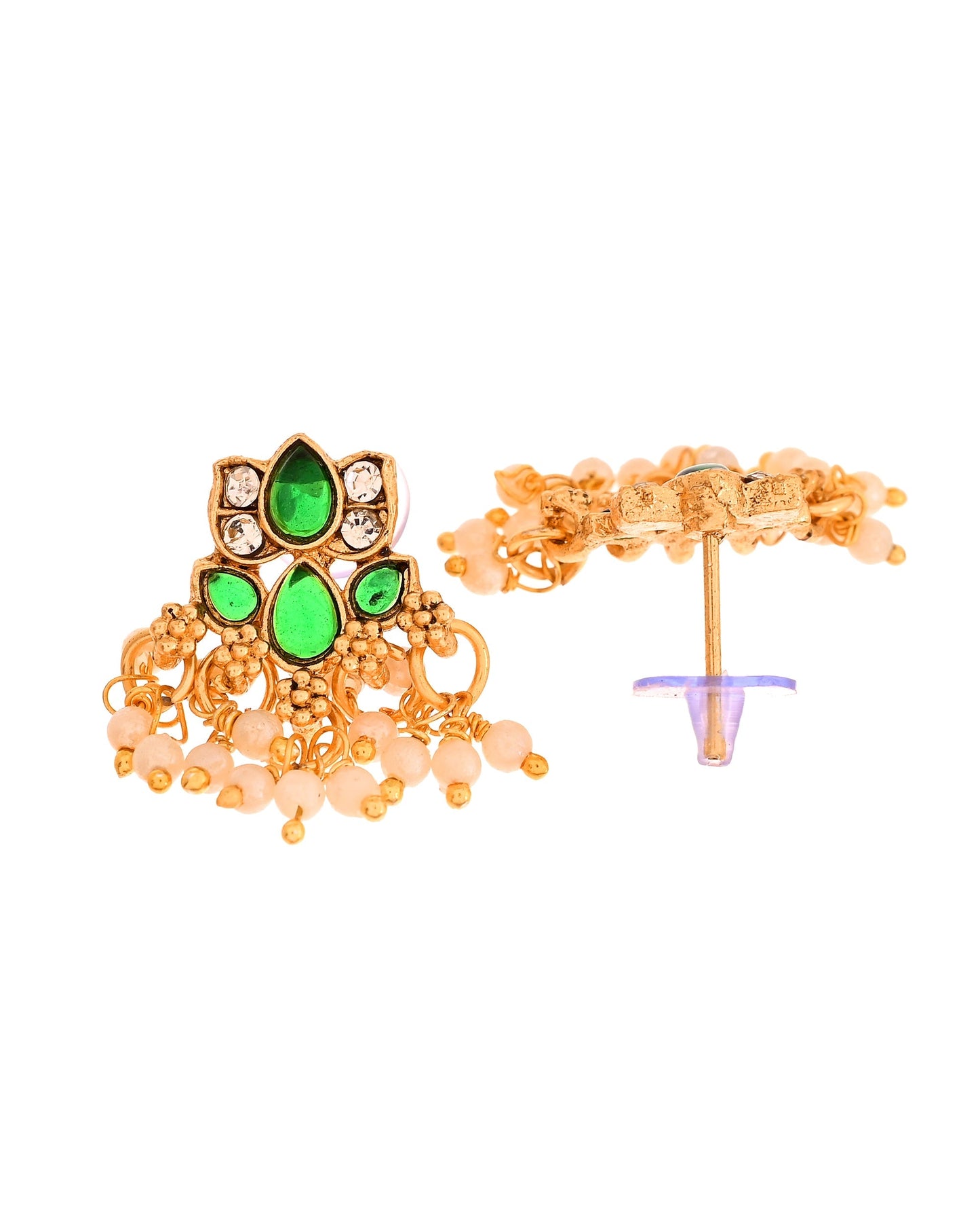 VOJ Gold Tone Green Floral Necklace Set