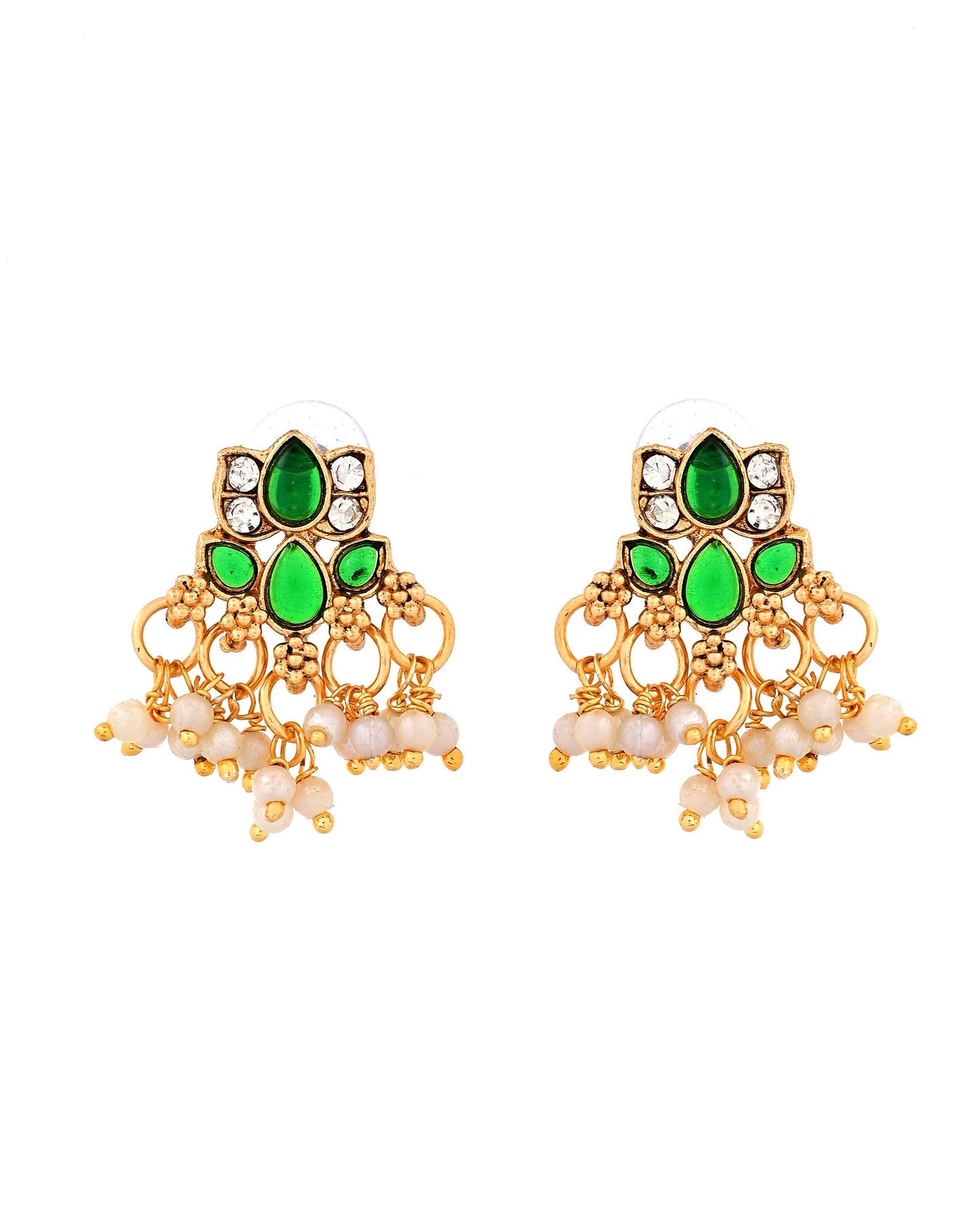 VOJ Gold Tone Green Floral Necklace Set