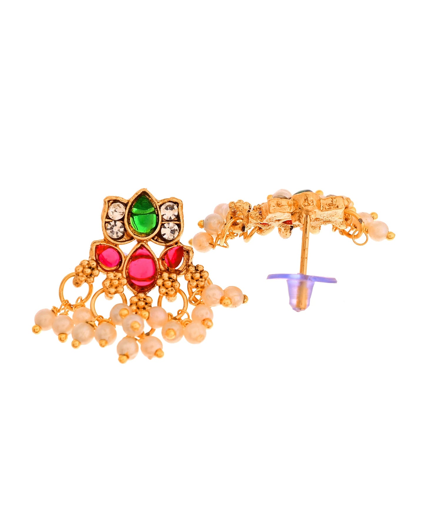 VOJ Gold Tone Multi Colour Floral Necklace Set