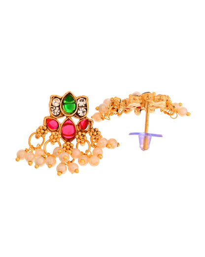 VOJ Gold Tone Multi Colour Floral Necklace Set