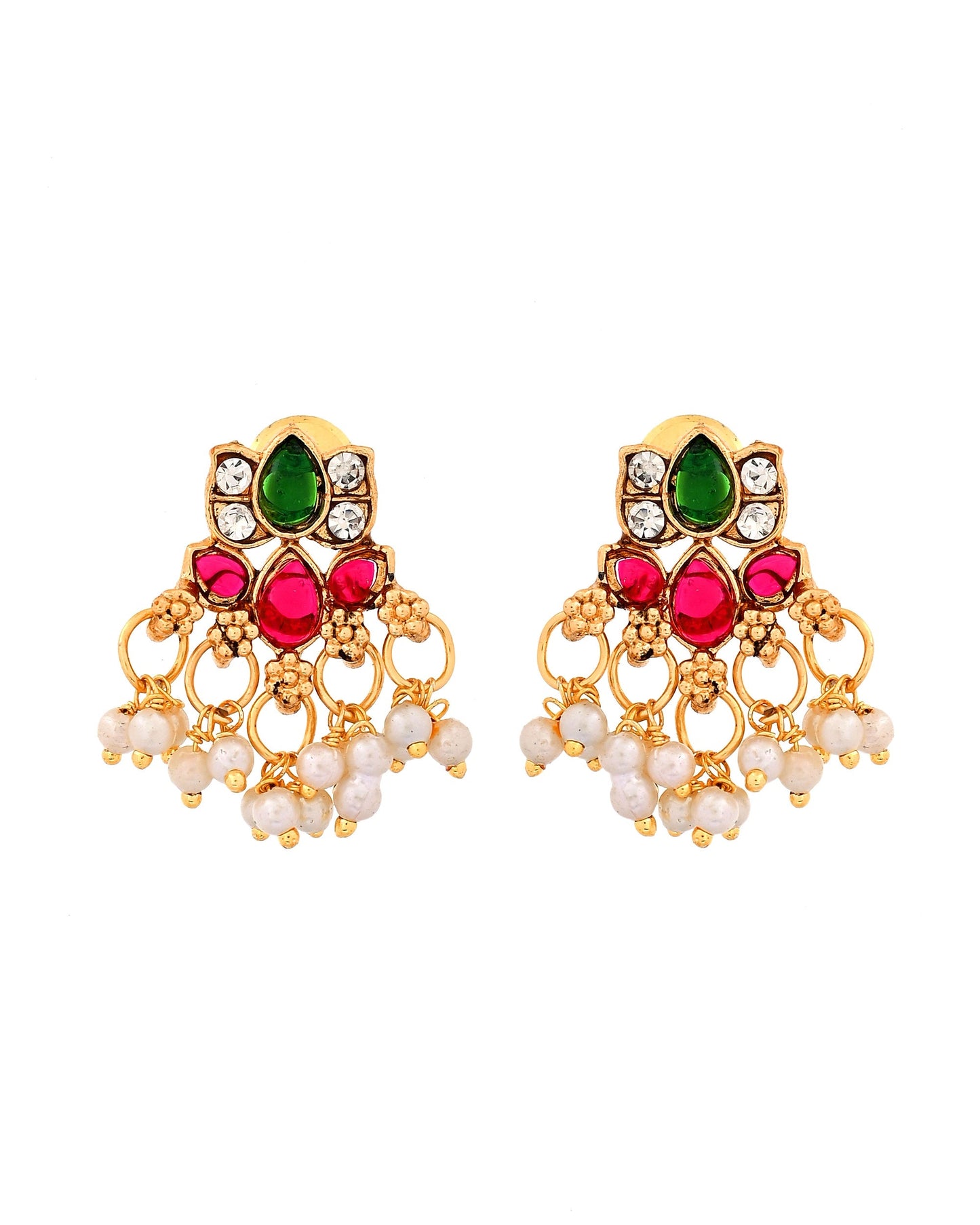 VOJ Gold Tone Multi Colour Floral Necklace Set