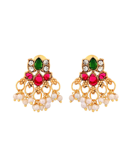 VOJ Gold Tone Multi Colour Floral Necklace Set