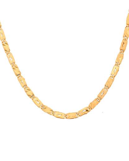 VOJ Gold Plated Wave Design Biscuit Chain For Men