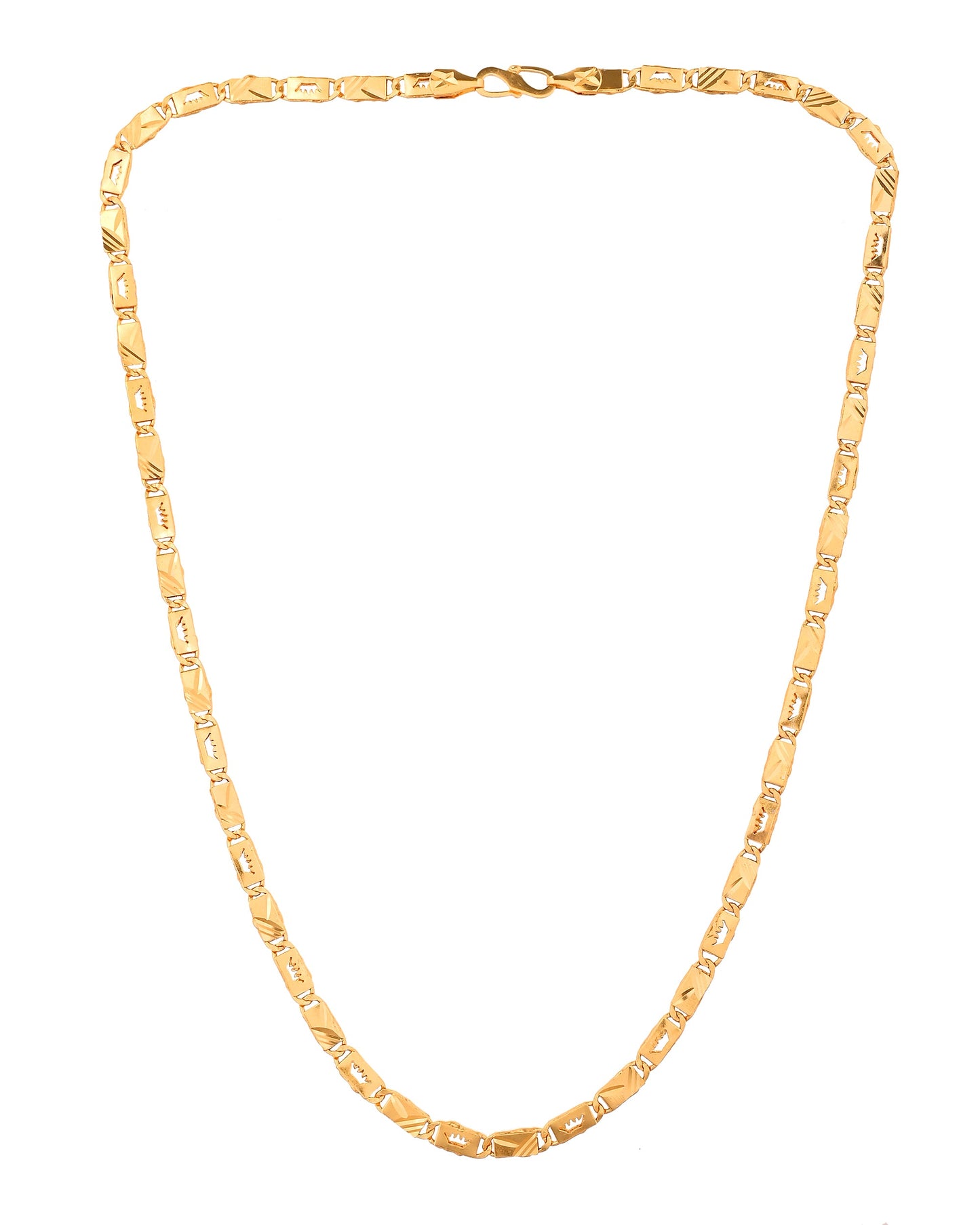 VOJ Gold Plated Crown Design Biscuit Chain For Men