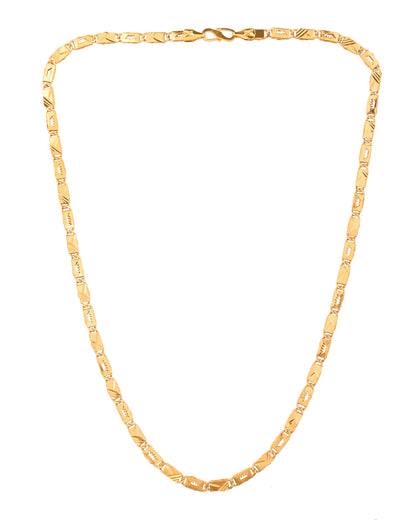 VOJ Gold Plated Crown Design Biscuit Chain For Men