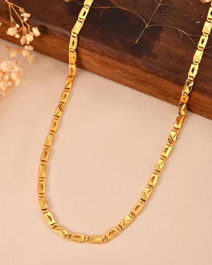 VOJ Gold Plated Crown Design Biscuit Chain For Men