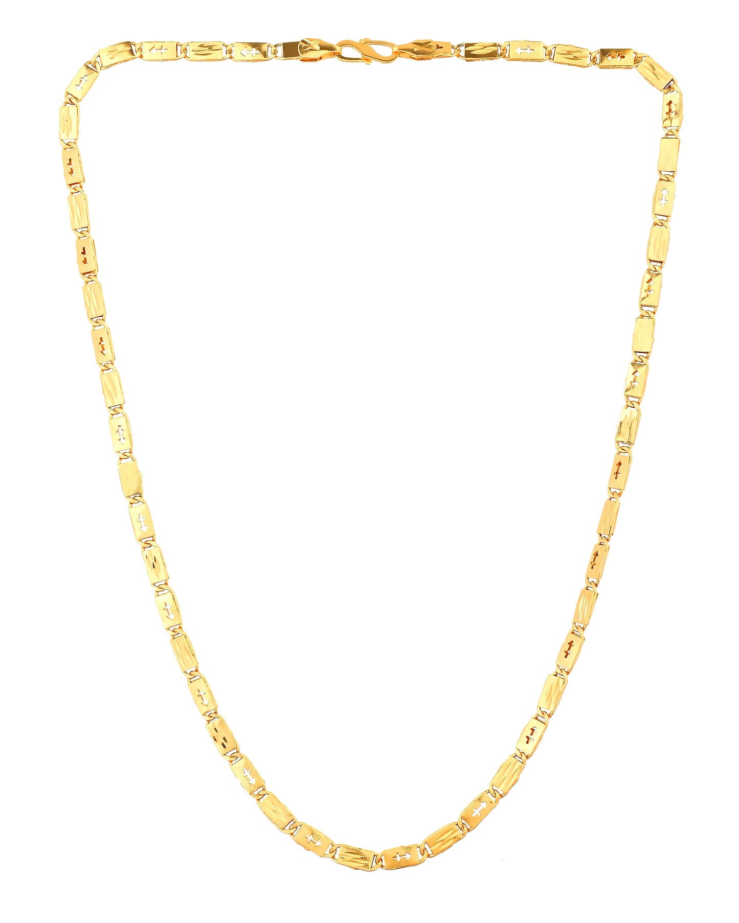 VOJ Gold Plated Arrow Design Biscuit Chain For Men