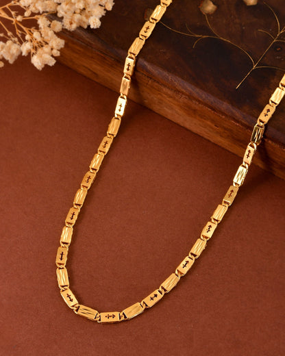 VOJ Gold Plated Arrow Design Biscuit Chain For Men