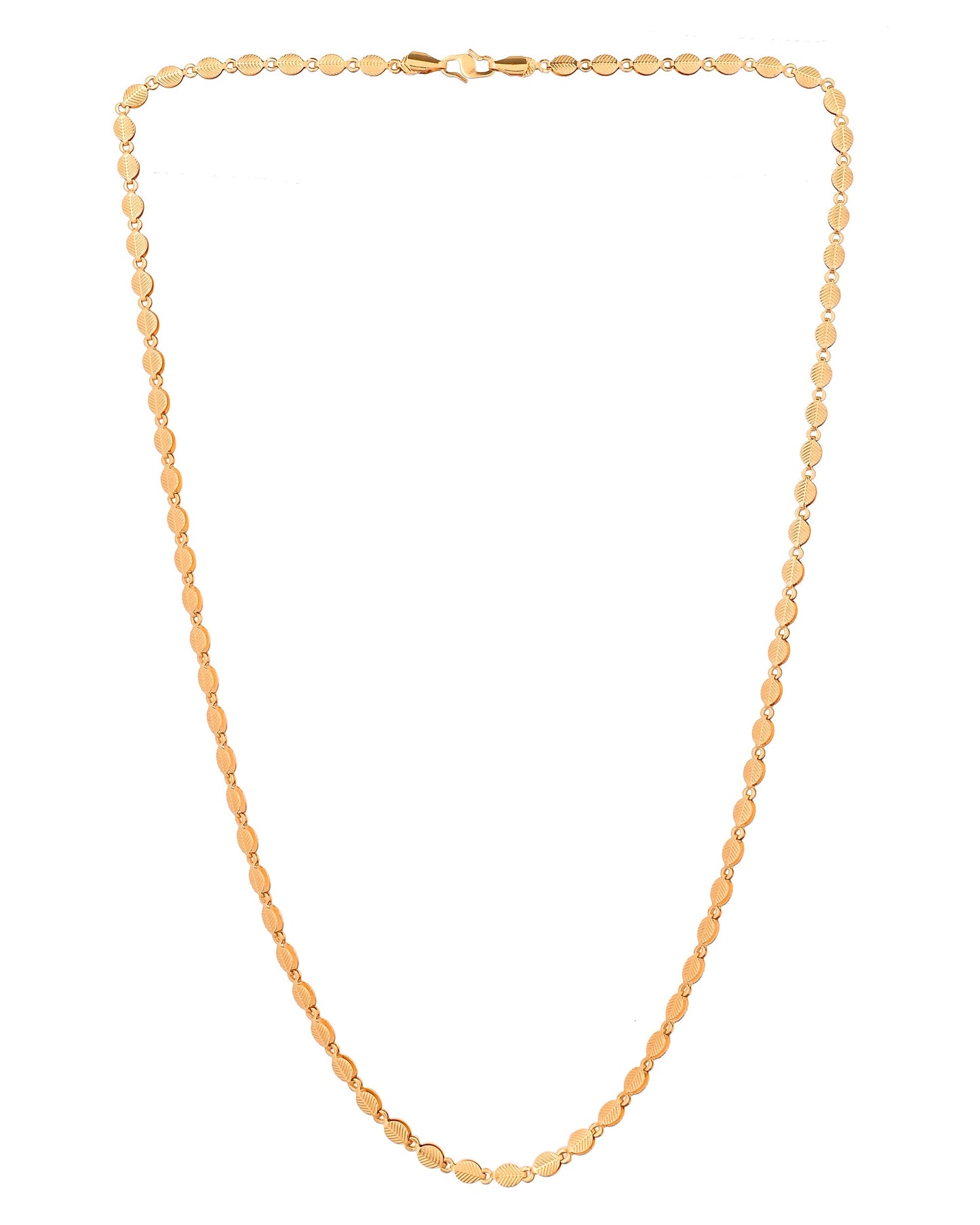 VOJ Gold Plated Oval Leaf Shaped Chain For Men