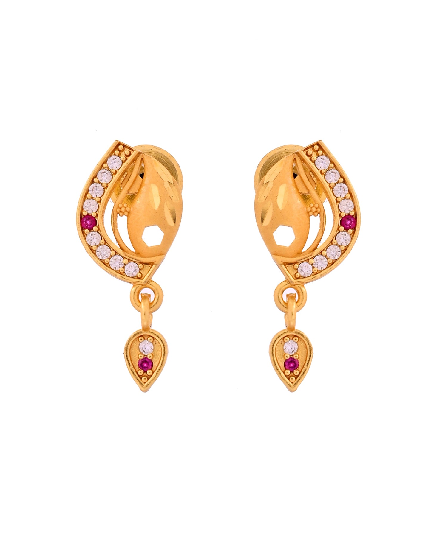 VOJ Gold Plated Simple Chain With Pendant And Earrings Set