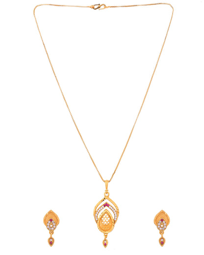 VOJ Gold Plated Teardrop Shaped Chain Set
