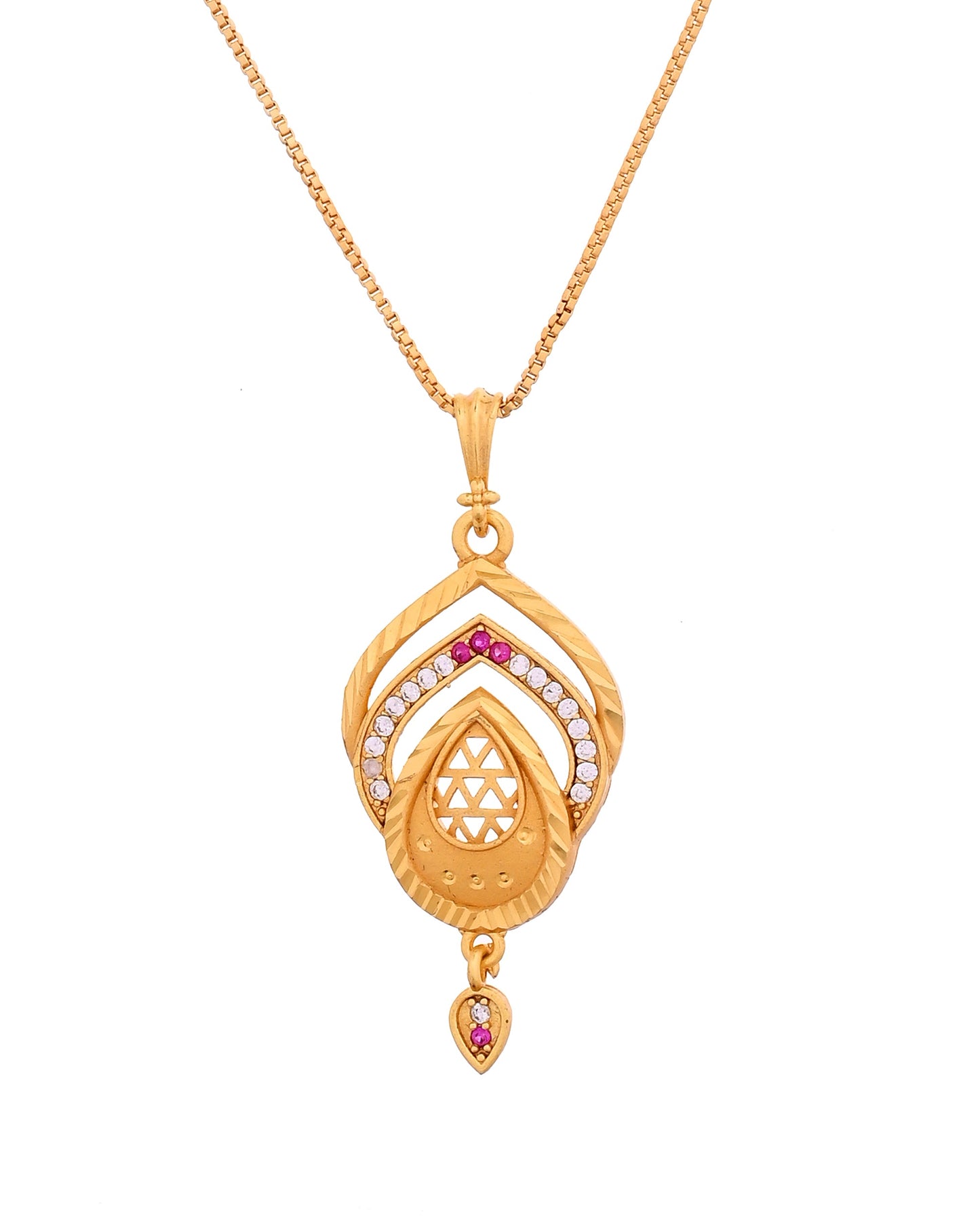 VOJ Gold Plated Teardrop Shaped Chain Set