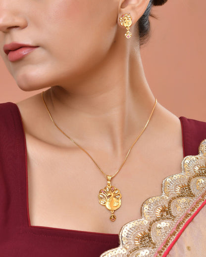 VOJ Gold Plated Peacock Shaped Chain Set