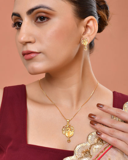 VOJ Gold Plated Peacock Shaped Chain Set