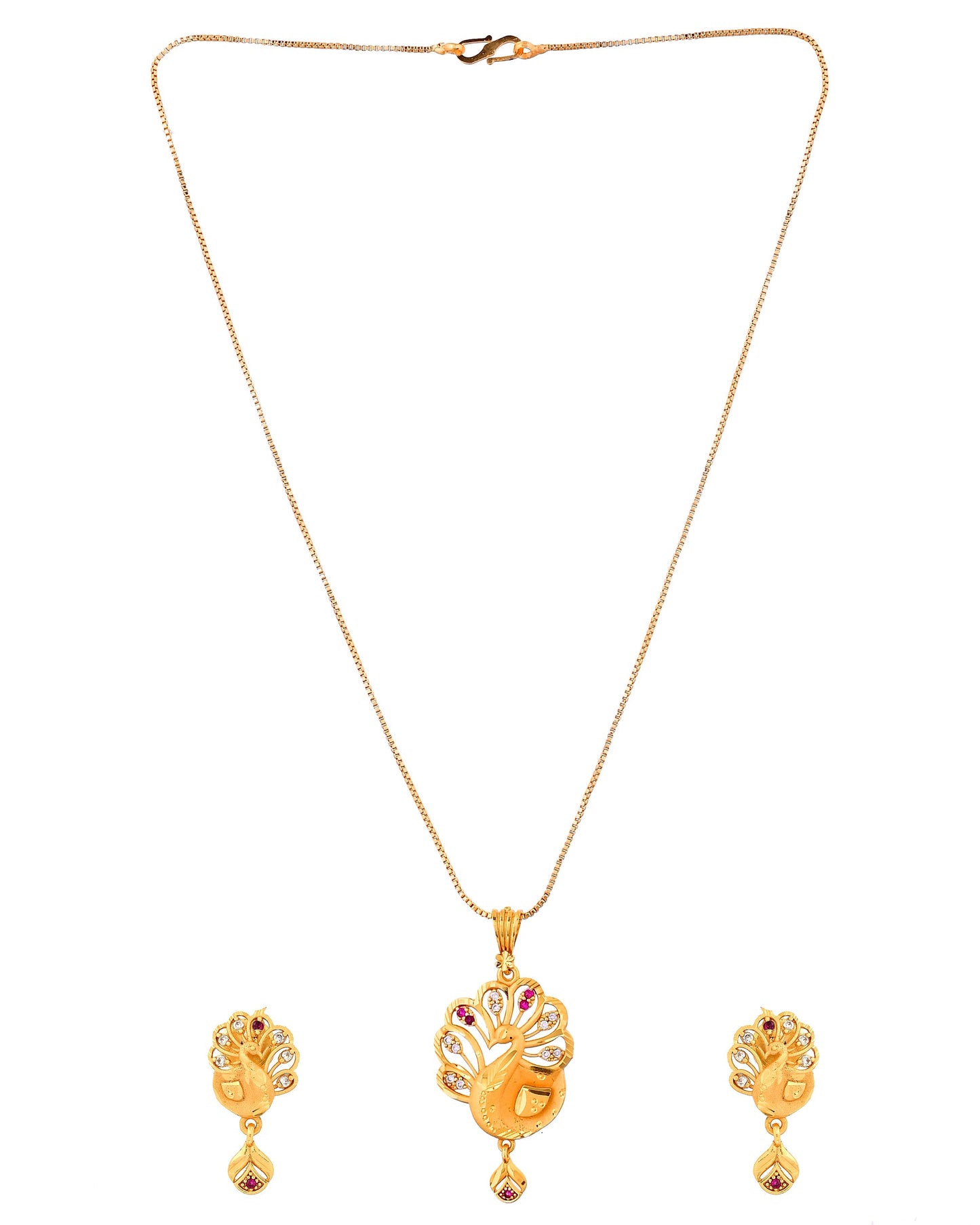 VOJ Gold Plated Peacock Shaped Chain Set