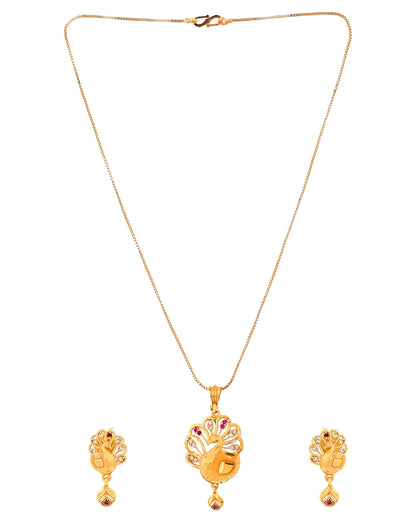 VOJ Gold Plated Peacock Shaped Chain Set