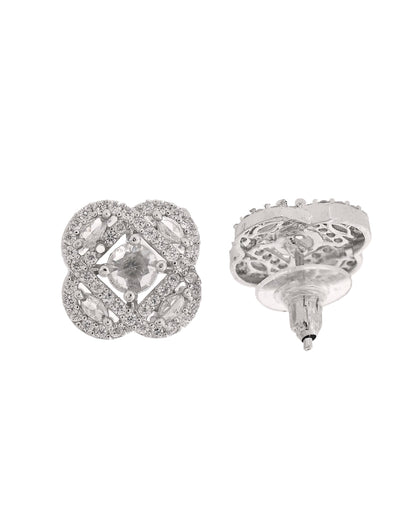 VOJ Silver Plated Circular Shaped Floral Ad Chain Set