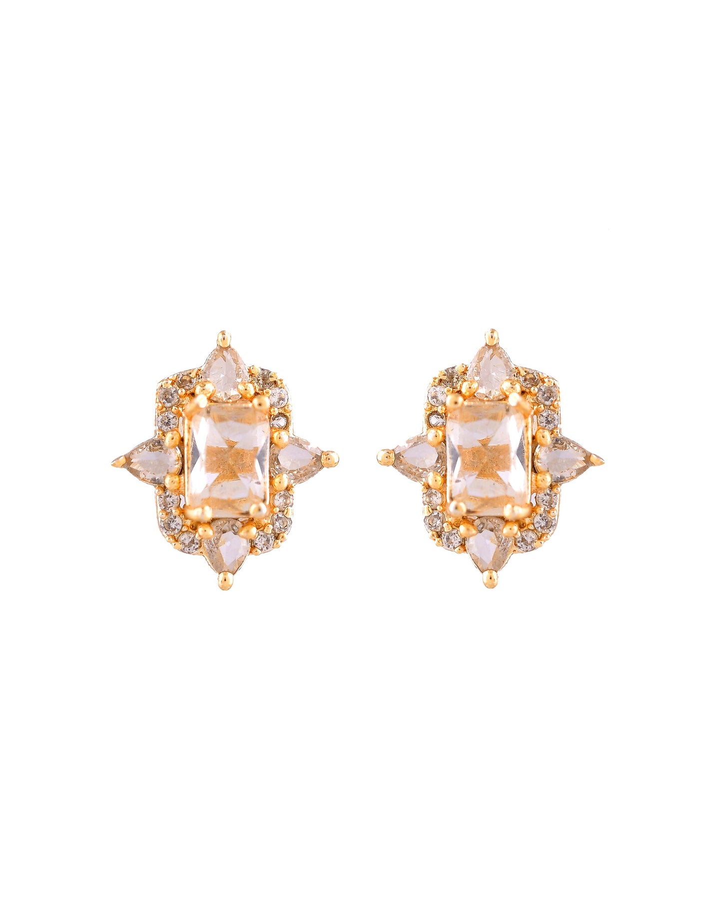 VOJ Gold Toned Rectangular Shaped Ad Chain Set