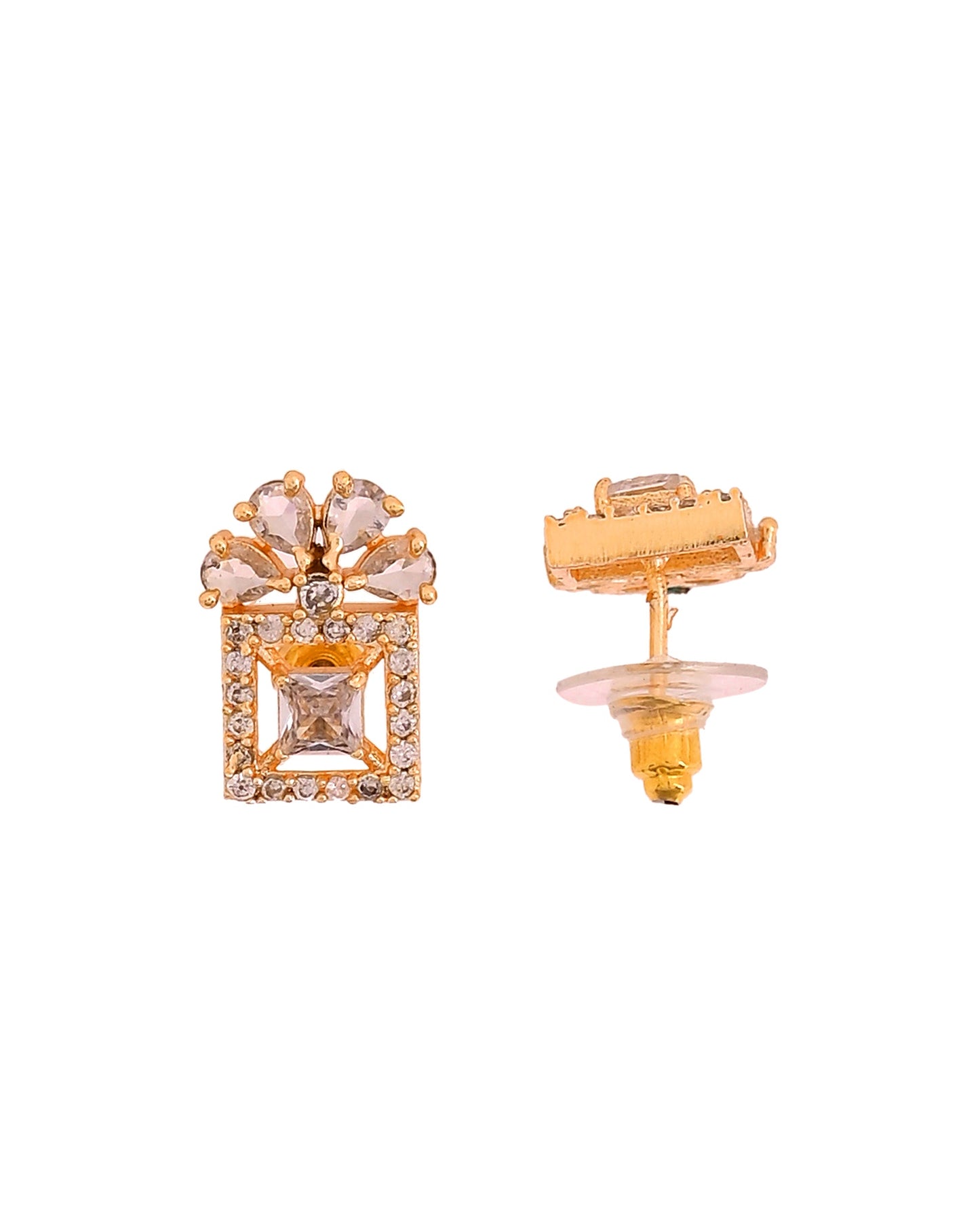 VOJ Gold Tone Square Shaped Cz Chain Set
