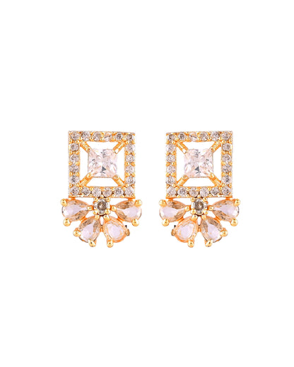 VOJ Gold Tone Square Shaped Cz Chain Set