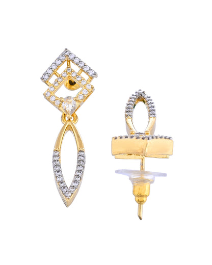 VOJ Gold Plated Ad Studded Square And Leaf Shaped Necklace Set