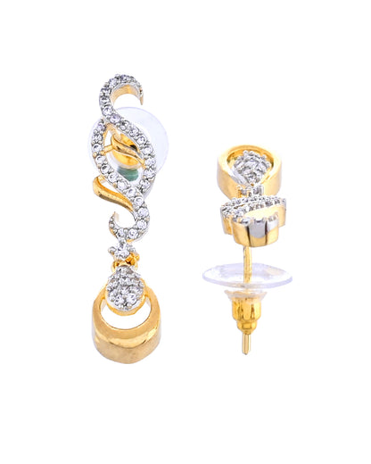 VOJ Gold Plated Designer Necklace With Earrings Ad Jewellery Set