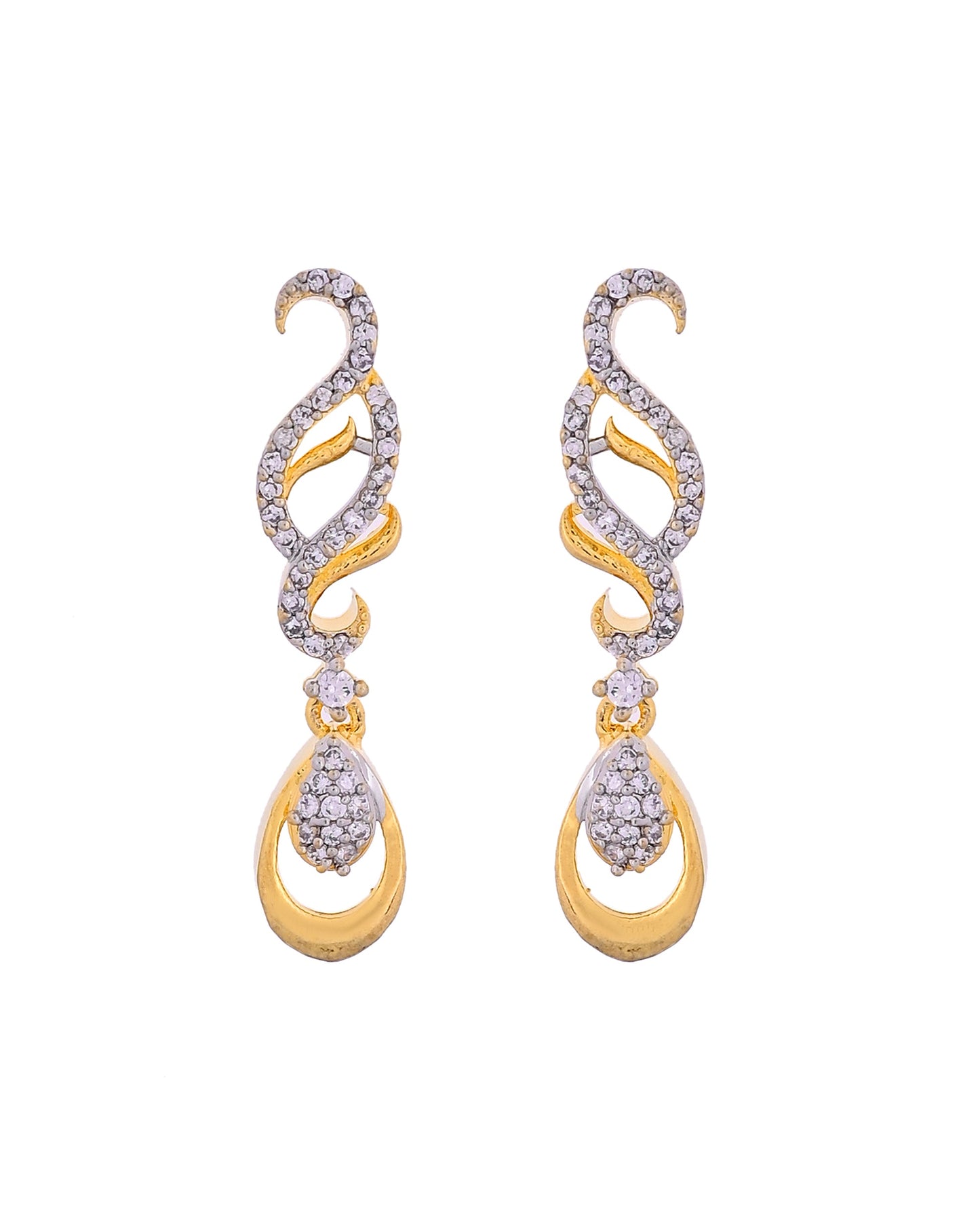 VOJ Gold Plated Designer Necklace With Earrings Ad Jewellery Set