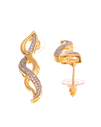 VOJ Gold Plated Waved Design Elegant Ad Jewellery Set
