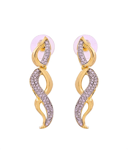 VOJ Gold Plated Waved Design Elegant Ad Jewellery Set