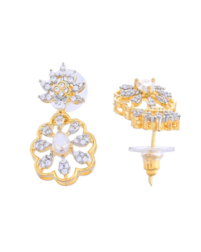 VOJ Gold Plated Lead Designed With White Stone Ad Jewellery Set