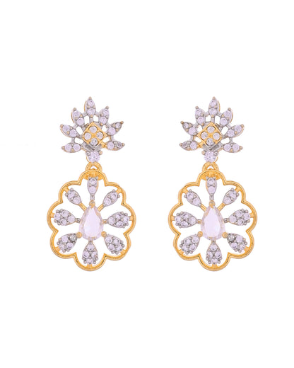 VOJ Gold Plated Lead Designed With White Stone Ad Jewellery Set