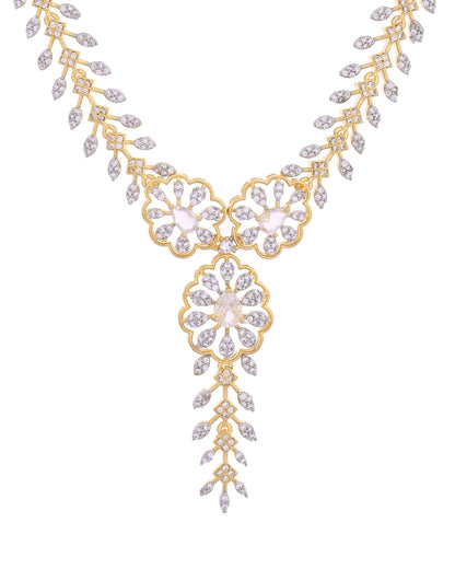 VOJ Gold Plated Lead Designed With White Stone Ad Jewellery Set