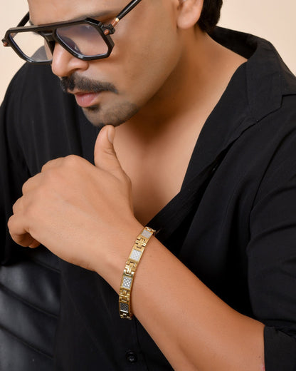 VOJ Dual Toned Square Design Men Bracelet