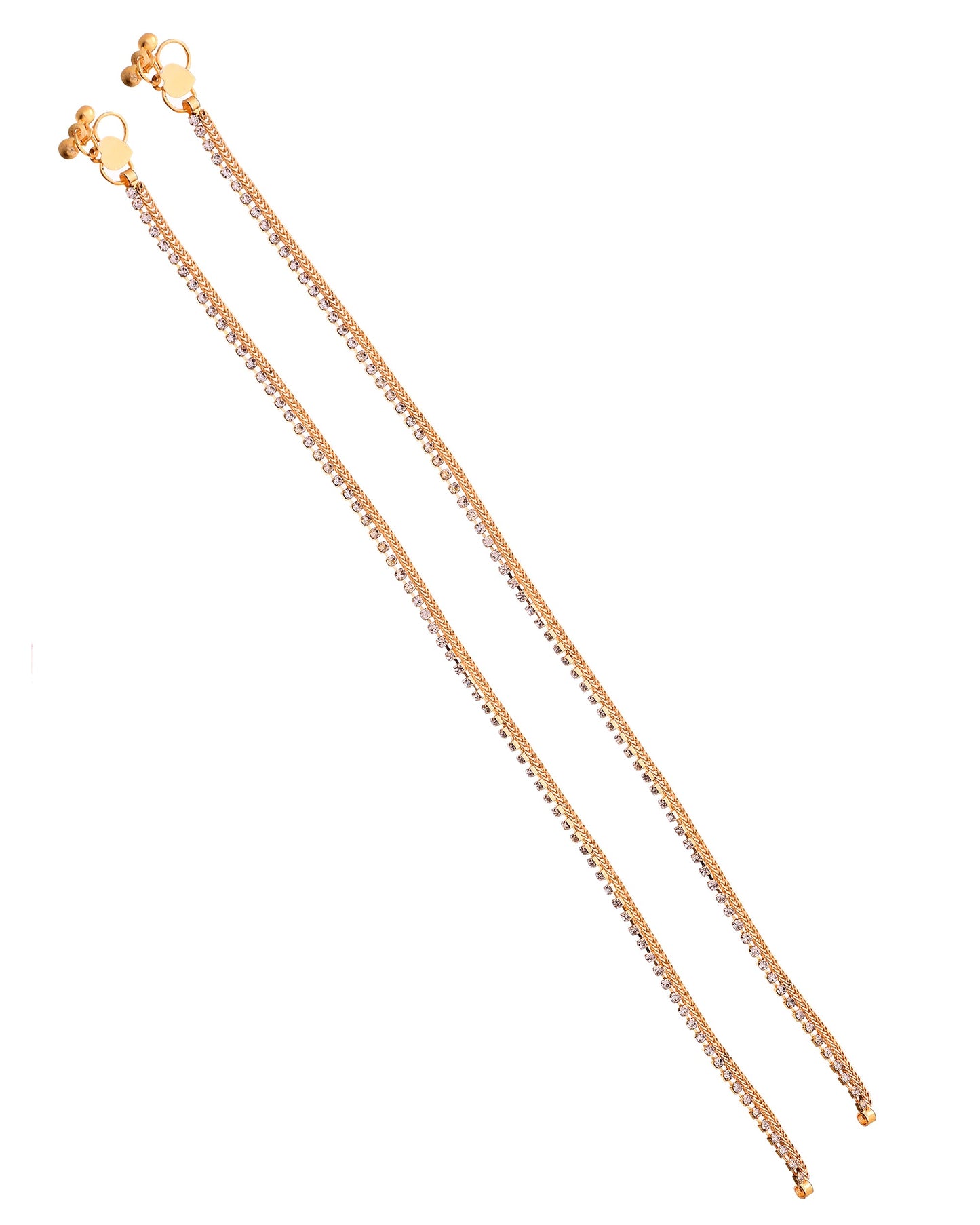VOJ Set Of 2 Gold Plated Stone Studded Anklet