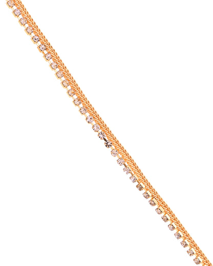 VOJ Set Of 2 Gold Plated Stone Studded Anklet