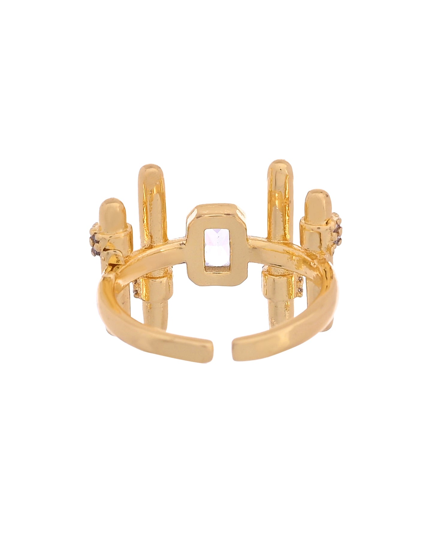 VOJ Gold Plated Stone Studded Adjustable Ring For Women