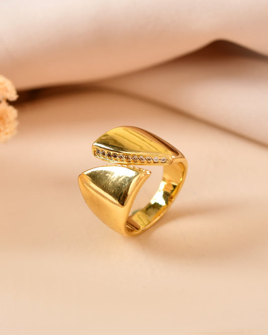 VOJ Gold Plated Adjustable Ring For Women
