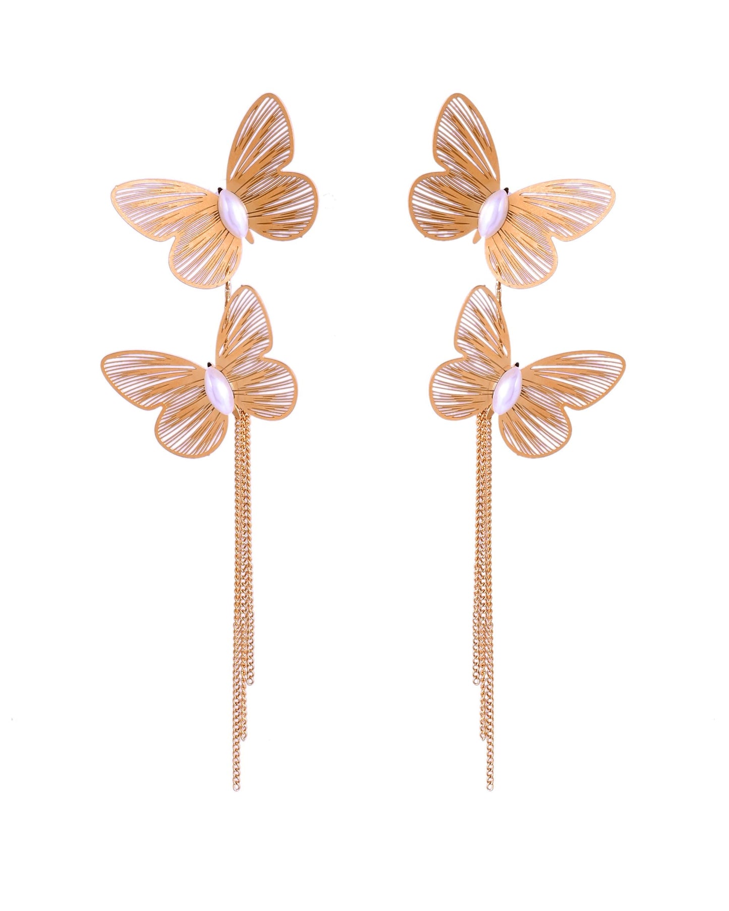 VOJ Gold Toned Butterfly Designed Studs Earrings
