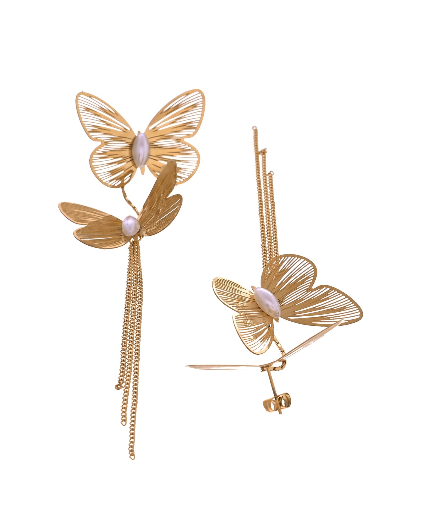VOJ Gold Toned Butterfly Designed Studs Earrings