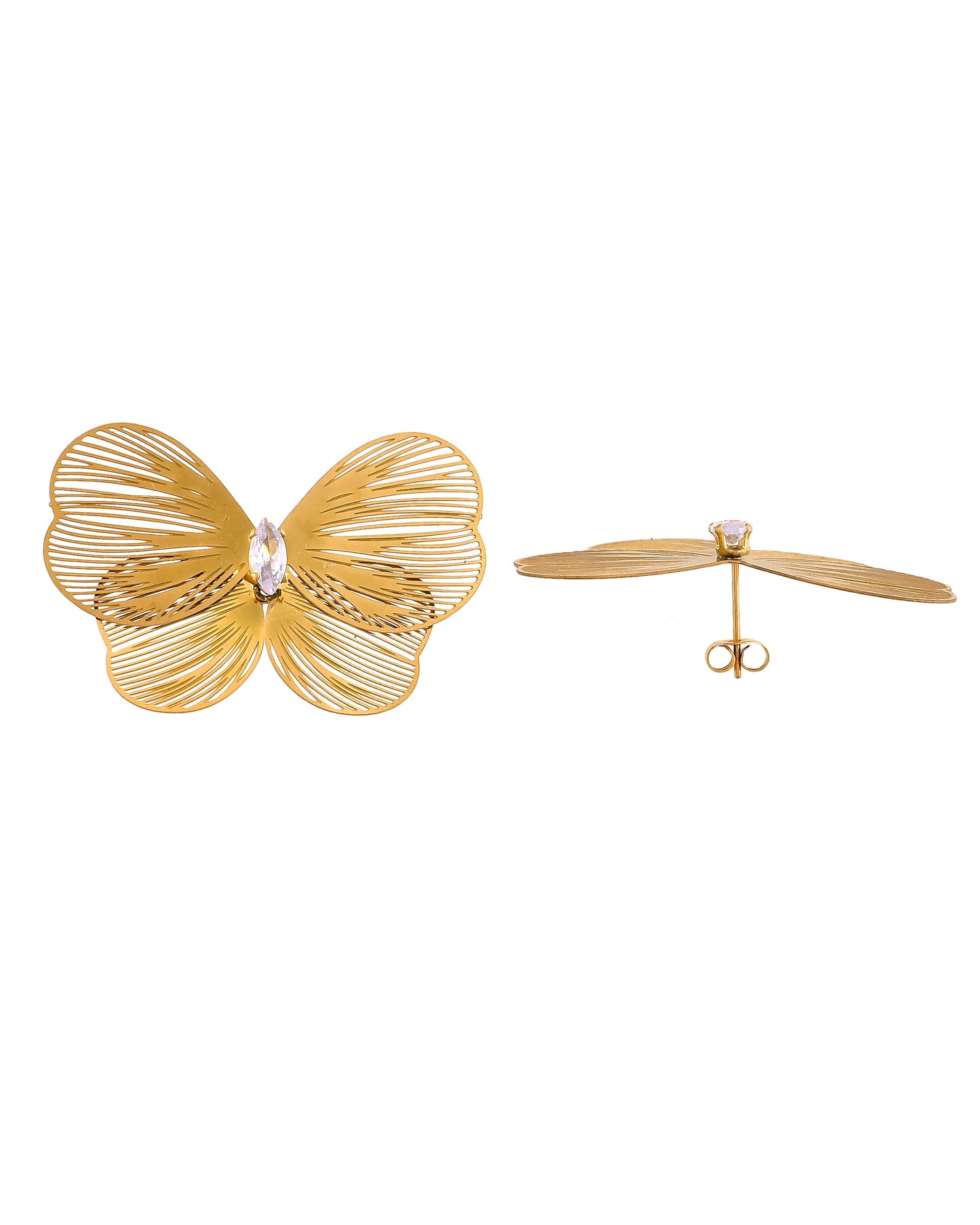 VOJ Gold Plated Butterfly Shaped Studs Earrings